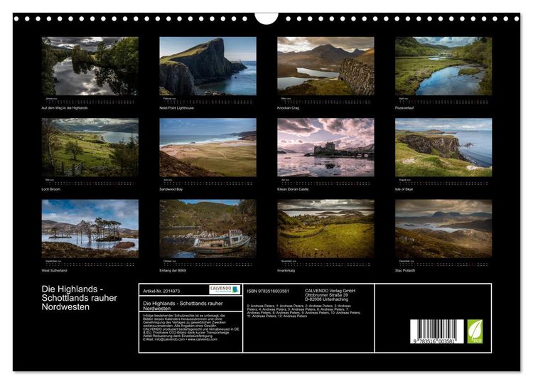 Produktbild: Die Highlands - Schottlands rauher Nordwesten (Wandkalender 2026 DIN A3 quer), CALVENDO Monatskalender