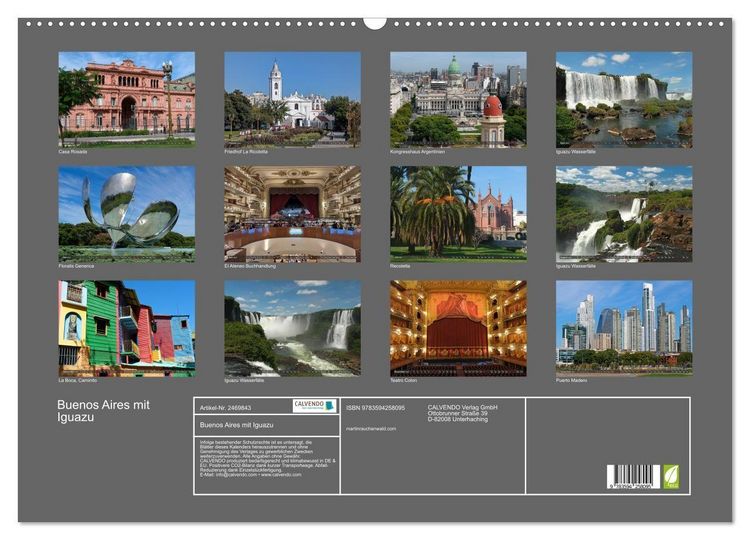 Produktbild: Buenos Aires mit Iguazu (Wandkalender 2027 DIN A2 quer), CALVENDO Monatskalender