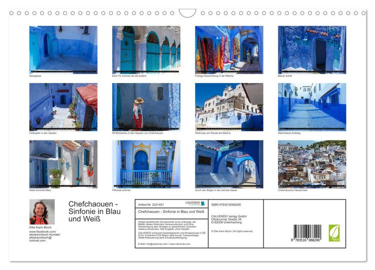 Produktbild: Chefchaouen - Sinfonie in Blau und Wei&szlig; (Wandkalender 2026 DIN A3 quer), CALVENDO Monatskalender