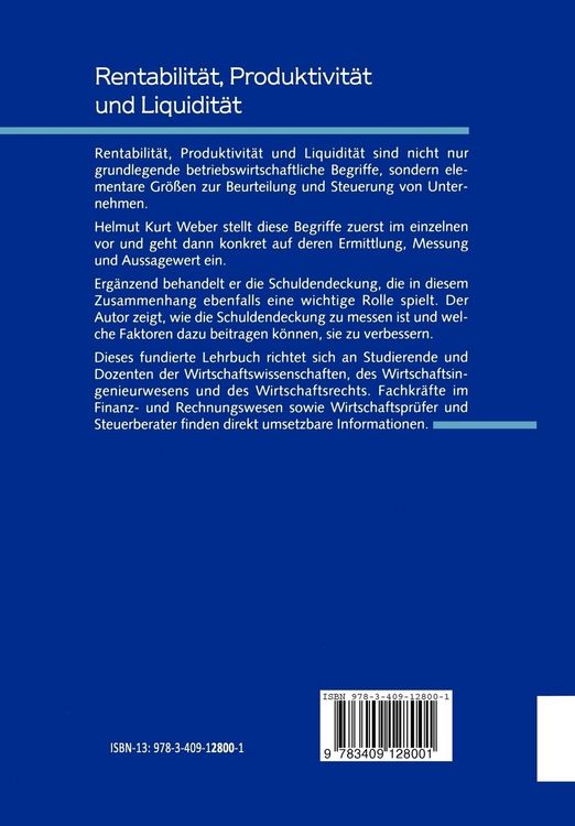 Produktbild: Rentabilit&auml;t, Produktivit&auml;t und Liquidit&auml;t