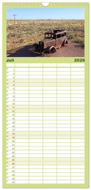 Produktbild: Familienplaner 2026 - Route 66 im S&uuml;dwesten mit 5 Spalten (Wandkalender, 21 x 45 cm) CALVENDO
