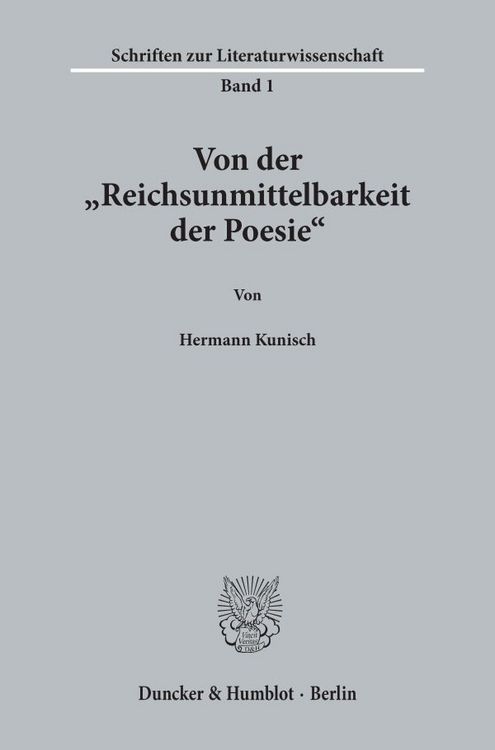 Produktbild: Von der "Reichsunmittelbarkeit der Poesie".