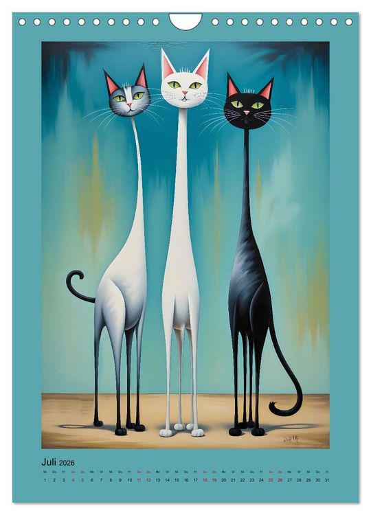 Produktbild: Buntes Katzenvolk (Wandkalender 2026 DIN A4 hoch), CALVENDO Monatskalender