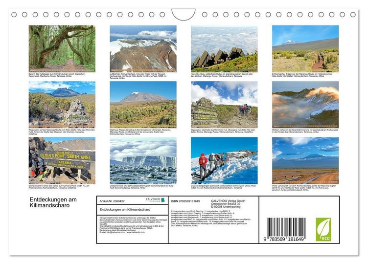 Produktbild: Entdeckungen am Kilimandscharo (Wandkalender 2027 DIN A4 quer), CALVENDO Monatskalender