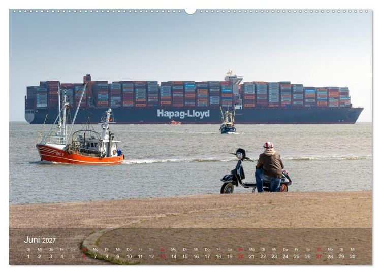 Produktbild: Schifffahrt entlang der Jade zwischen Wilhelmshaven und Hooksiel (hochwertiger Premium Wandkalender 2027 DIN A2 quer), Kunstdruck in Hochglanz