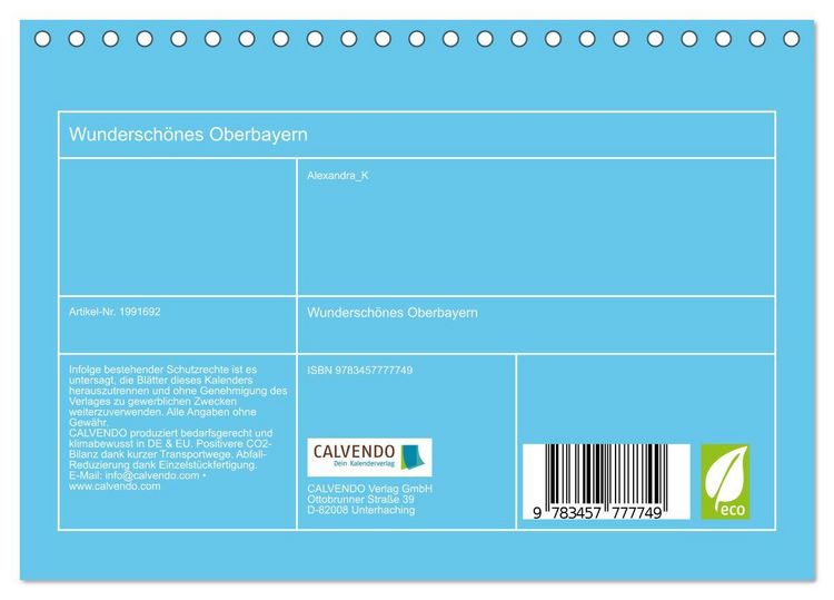 Produktbild: Wundersch&ouml;nes Oberbayern (Tischkalender 2026 DIN A5 quer), CALVENDO Monatskalender