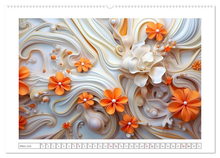 Produktbild: Eleganz in Gold und Orange (hochwertiger Premium Wandkalender 2026 DIN A2 quer), Kunstdruck in Hochglanz