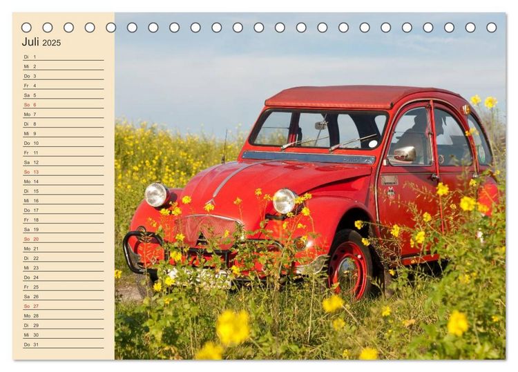 Produktbild: Citro&euml;n 2CV - Ente rot (Tischkalender 2025 DIN A5 quer), CALVENDO Monatskalender