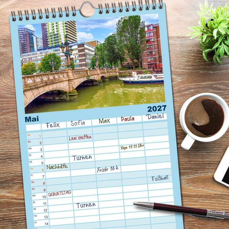 Produktbild: Familienplaner 2027 - Rotterdam - modern und pulsierend mit 5 Spalten (Wandkalender, 21 x 45 cm) CALVENDO