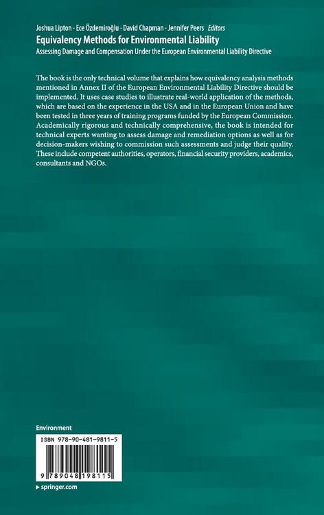 Produktbild: Equivalency Methods for Environmental Liability