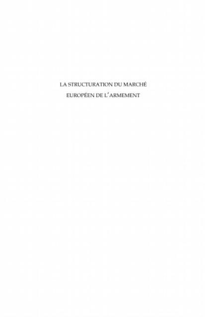 Produktbild: La structuration du marche europeen de l'armement