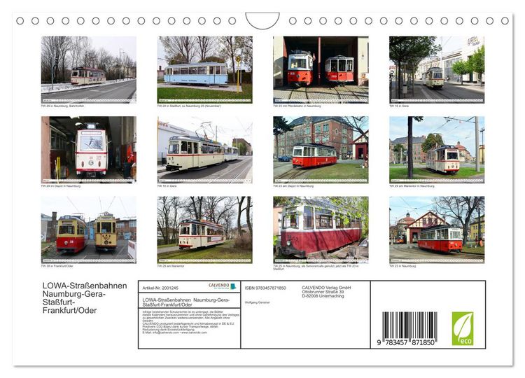 Produktbild: LOWA-Stra&szlig;enbahnen Naumburg-Gera-Sta&szlig;furt-Frankfurt/Oder (Wandkalender 2026 DIN A4 quer), CALVENDO Monatskalender