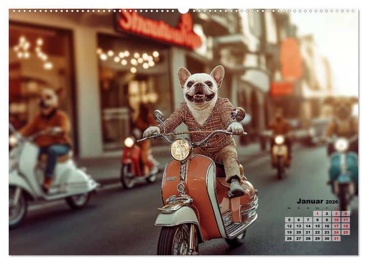 Produktbild: S&uuml;&szlig;e Hunde cruisen - durch das Jahr mit dem Hundekalender (hochwertiger Premium Wandkalender 2026 DIN A2 quer), Kunstdruck in Hochglanz