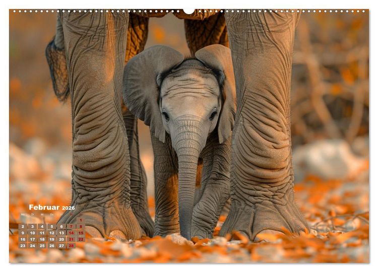 Produktbild: Liebenswerte Elefanten (hochwertiger Premium Wandkalender 2026 DIN A2 quer), Kunstdruck in Hochglanz