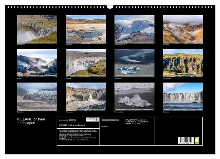 Produktbild: ICELAND pristine landscapes (Wall Calendar 2027 DIN A2 landscape), CALVENDO 12 Month Wall Calendar