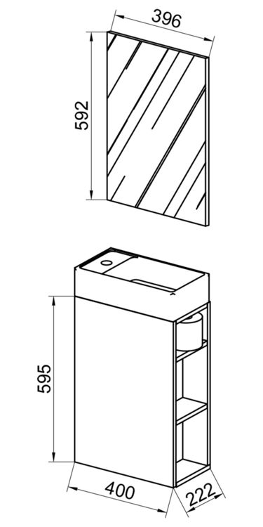 Produktbild: 2-tlg G&auml;ste WC Badm&ouml;bel Waschtisch Lumia Spiegel