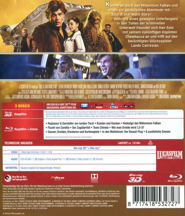 Produktbild: Solo - A Star Wars Story (+ Blu-ray 2D) (+ Bonus-Blu-ray)
