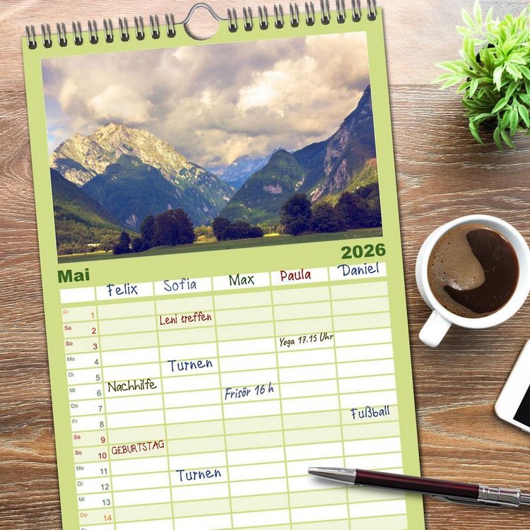 Produktbild: Familienplaner 2026 - Slowenische Landschaften mit 5 Spalten (Wandkalender, 21 x 45 cm) CALVENDO