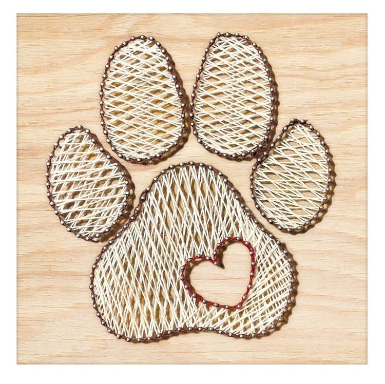 Produktbild: PEBARO NB2 - Nagelbild Pfote, Fadenbild 20x20cm, String Art Bastelset inkl. N&auml;gel