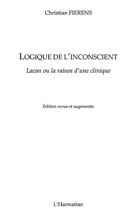 Produktbild: Logique de l'inconscient lacanou la rai