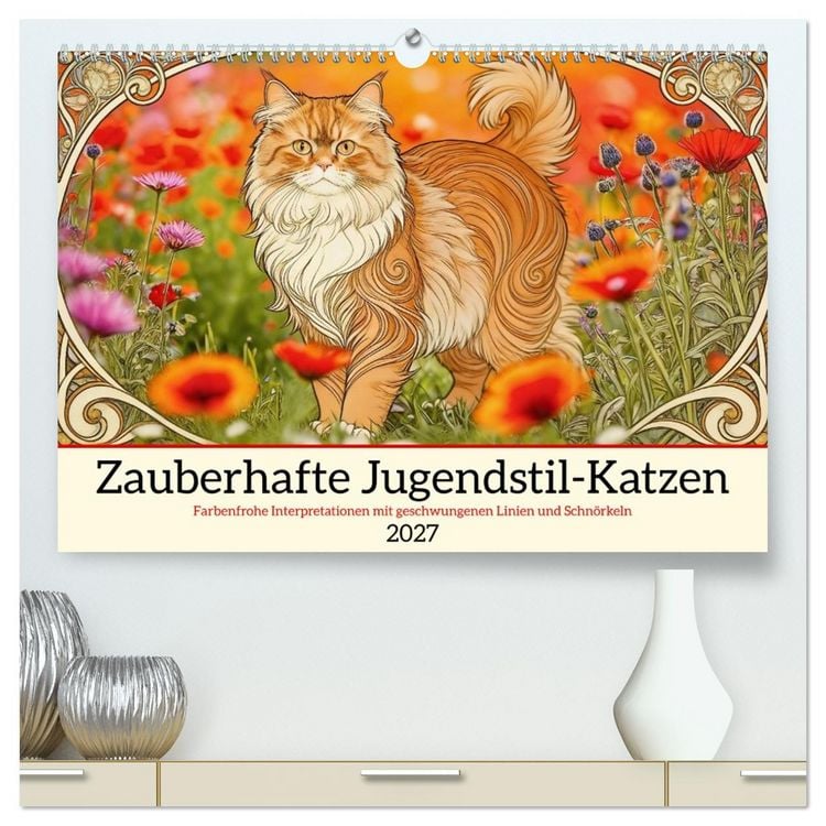 Produktbild: Zauberhafte Jugendstil-Katzen (hochwertiger Premium Wandkalender 2027 DIN A2 quer), Kunstdruck in Hochglanz