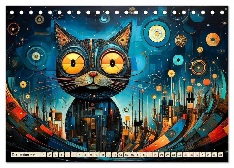 Produktbild: Katzen - die Nacht erwacht (Tischkalender 2026 DIN A5 quer), CALVENDO Monatskalender