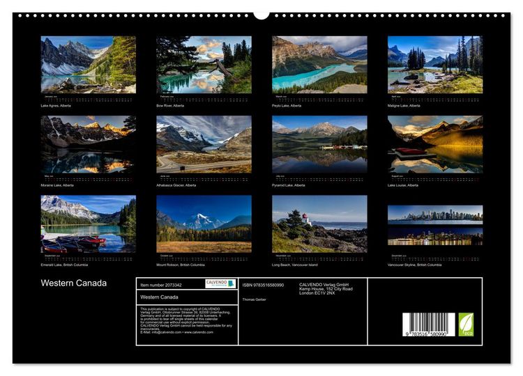 Produktbild: Western Canada (High Quality Premium Wall Calendar 2026 DIN A2 landscape),CALVENDO 12 Month Wall Calendar