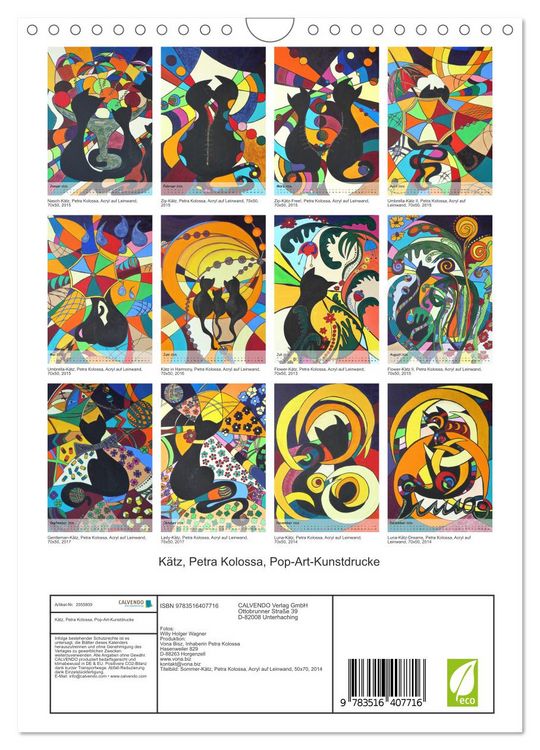 Produktbild: K&auml;tz, Petra Kolossa, Pop-Art-Kunstdrucke (Wandkalender 2026 DIN A4 hoch), CALVENDO Monatskalender