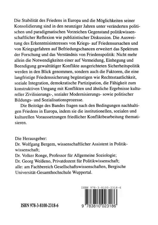 Produktbild: Friedenspolitik in und f&uuml;r Europa