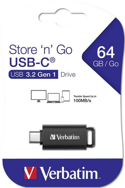 Produktbild: Verbatim Store 'n' Go USB-C&reg; USB-Stick 64GB Schwarz 49458 USB-C&reg; (USB 3.2 Gen 1)
