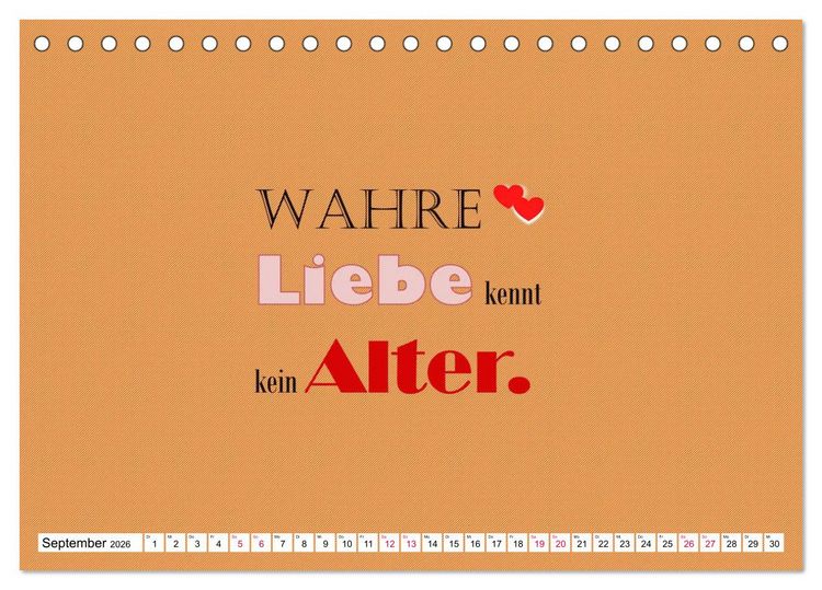 Produktbild: Zitate und Spr&uuml;che In Sachen LIEBE (Tischkalender 2026 DIN A5 quer), CALVENDO Monatskalender