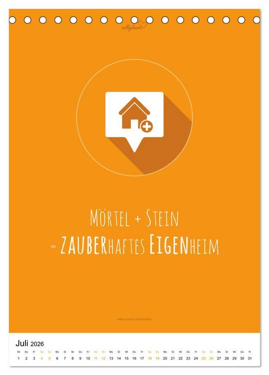 Produktbild: vollgeherzt: Der besondere Kalender f&uuml;r Bauherren mit motivierenden Hausbauzitaten (Tischkalender 2026 DIN A5 hoch), CALVENDO Monatskalender