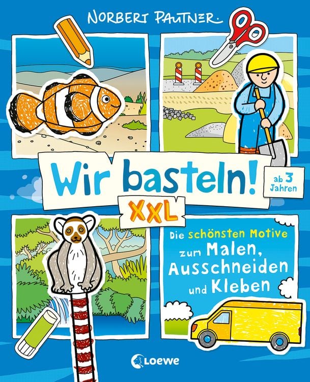Produktbild: Wir basteln! XXL - Die schönsten Motive zum Malen, Ausschneiden und Kleben (blau)