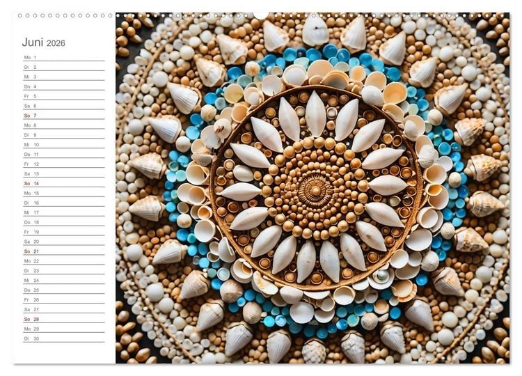 Produktbild: Natural Mandalas - Kraftvolle KI Mandalas aus Naturmaterialien (hochwertiger Premium Wandkalender 2026 DIN A2 quer), Kunstdruck in Hochglanz