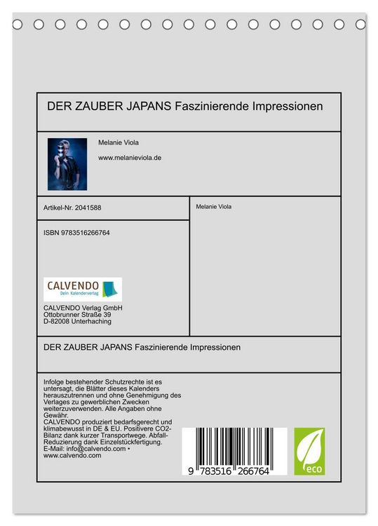 Produktbild: DER ZAUBER JAPANS Faszinierende Impressionen (Tischkalender 2026 DIN A5 hoch), CALVENDO Monatskalender