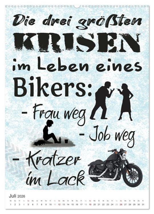 Produktbild: Coole Biker-Spr&uuml;che (hochwertiger Premium Wandkalender 2026 DIN A2 hoch), Kunstdruck in Hochglanz