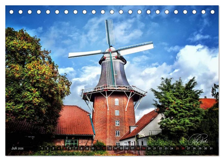 Produktbild: Friesland - Die Friesische M&uuml;hlenstra&szlig;e (Tischkalender 2026 DIN A5 quer), CALVENDO Monatskalender