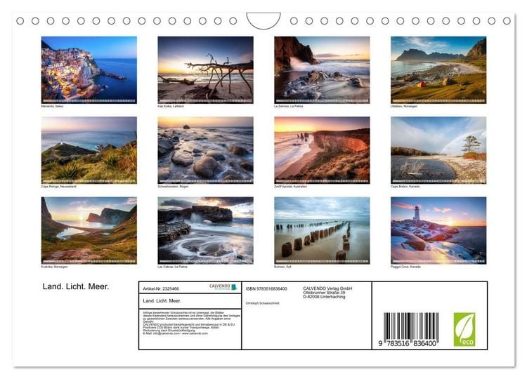 Produktbild: Land. Licht. Meer. (Wandkalender 2027 DIN A4 quer), CALVENDO Monatskalender