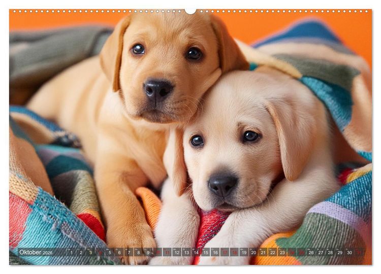 Produktbild: Welpen im Kuschelmodus - Herzerw&auml;rmende kleine Labrador Retriever (Wandkalender 2026 DIN A2 quer), CALVENDO Monatskalender