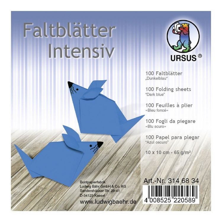 Produktbild: URSUS Falten Faltbl&auml;tter Uni intensiv, Plakatkarton, 65 g/m&sup2;, 10 x 10 cm, dunkelblau