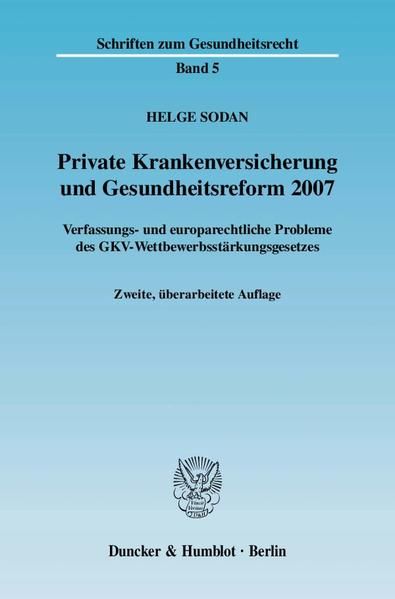 Produktbild: Private Krankenversicherung und Gesundheitsreform 2007.