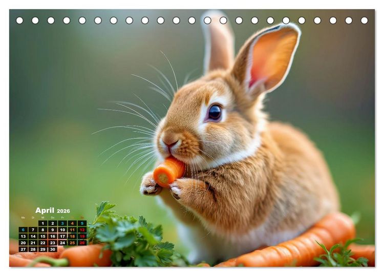 Produktbild: Kuschelige Kaninchen (Tischkalender 2026 DIN A5 quer), CALVENDO Monatskalender