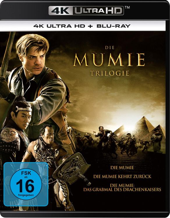 Produktbild: Die Mumie Trilogie - Die Mumie / Die Mumie kehrt zur&uuml;ck / Die Mumie: Das Grabmal des Drachenkaisers (3 4K Ultra HD) (+ 3 Blu-rays)