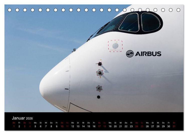 Produktbild: Airbus A350 Hautnah (Tischkalender 2026 DIN A5 quer), CALVENDO Monatskalender