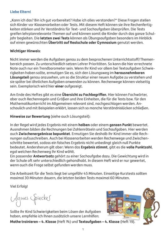 Produktbild: &Uuml;bungsheft mit Tests in Mathe 4. Klasse
