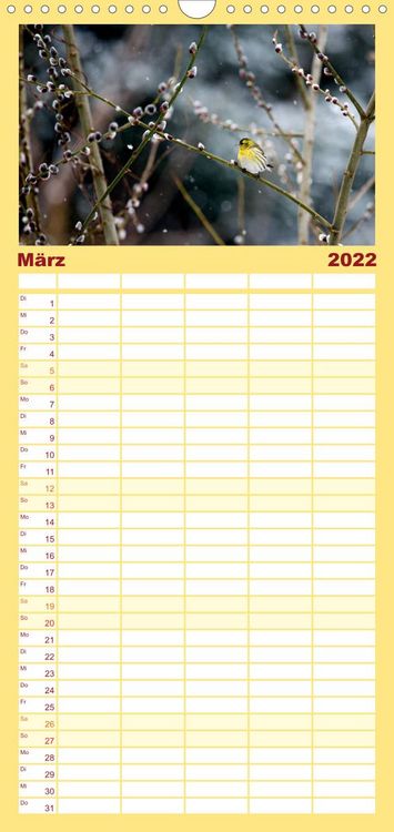 Produktbild: Familienplaner Gartenv&ouml;gel (Wandkalender 2022 , 21 cm x 45 cm, hoch)