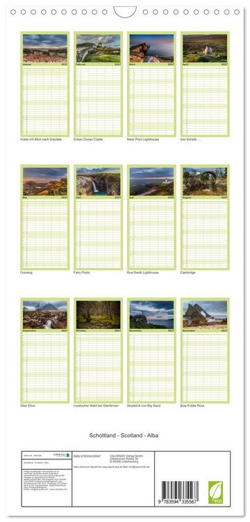 Produktbild: Familienplaner 2027 - Schottland - Scotland - Alba mit 5 Spalten (Wandkalender, 21 x 45 cm) CALVENDO