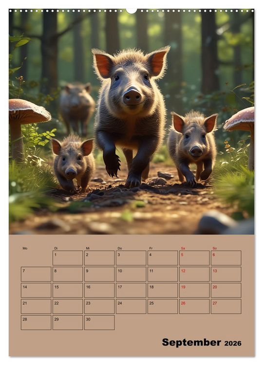 Produktbild: Tierkinder im Zauberwald (hochwertiger Premium Wandkalender 2026 DIN A2 hoch), Kunstdruck in Hochglanz