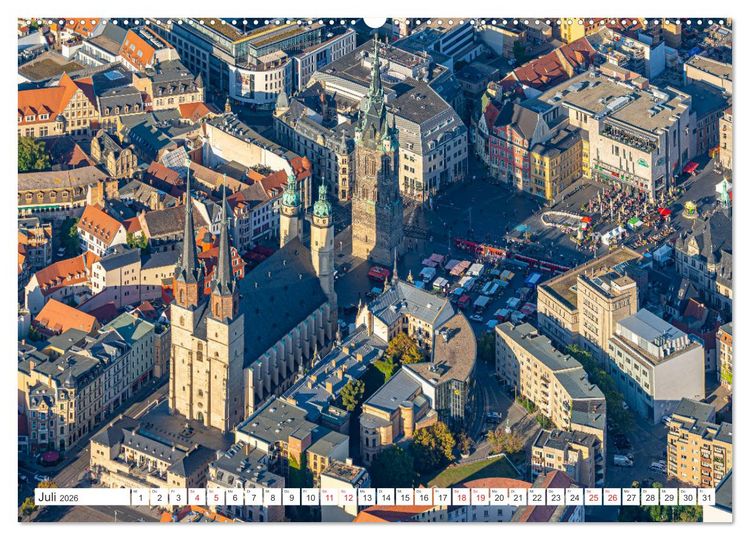 Produktbild: Halle an der Saale von oben (Wandkalender 2026 DIN A2 quer), CALVENDO Monatskalender
