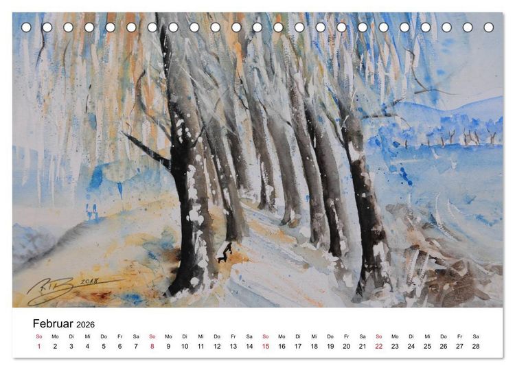 Produktbild: Landschafts-Aquarelle 2026 Roswita Ilona Baumann (Tischkalender 2026 DIN A5 quer), CALVENDO Monatskalender